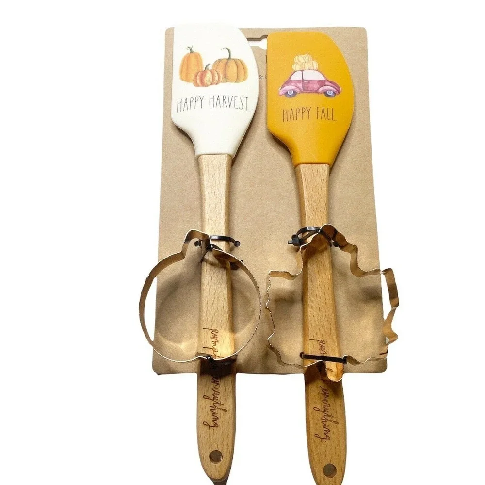 RAE DUNN Thanksgiving Spatula And Rolling Pin Cookie Cutter Baking Set P…